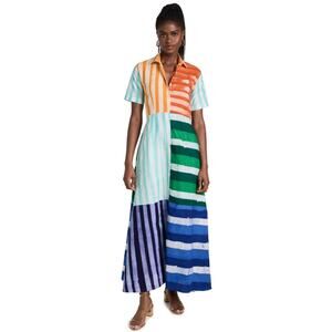 STUDIO 189 Hand Batik Mixed Print Cotton Shirt Dress Multicolor Women's XS